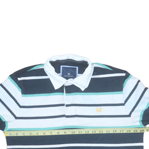 Crew Clothing Company Men's Multicoloured Striped Long Sleeve Polo Shirt Size M