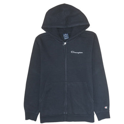 Champion Boys Black Full Zip Hoodie XL 13-14 Years Cotton Blend Logo