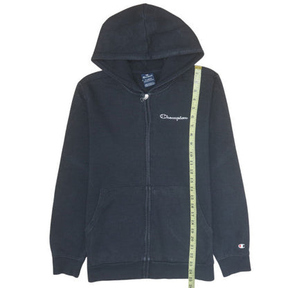 Champion Boys Black Full Zip Hoodie XL 13-14 Years Cotton Blend Logo