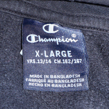 Champion Boys Black Full Zip Hoodie XL 13-14 Years Cotton Blend Logo