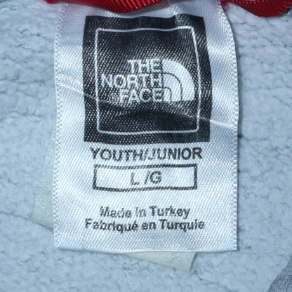 The North Face Boys Grey Pullover Hoodie L Cotton Blend Logo Design