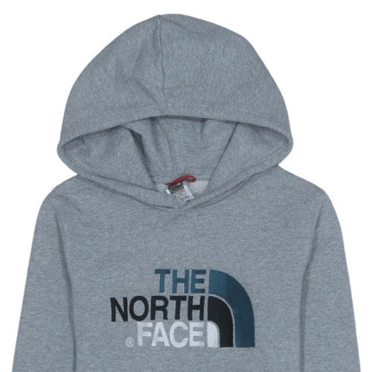 The North Face Boys Grey Pullover Hoodie L Cotton Blend Logo Design