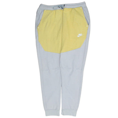Nike Men's Grey and Yellow Jogger Trousers Size M Elastic Waist