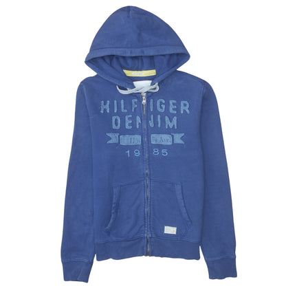 Mens UK Size M Hilfiger Denim Blue Full Zip Hoodie