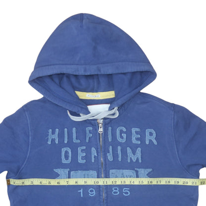 Mens UK Size M Hilfiger Denim Blue Full Zip Hoodie