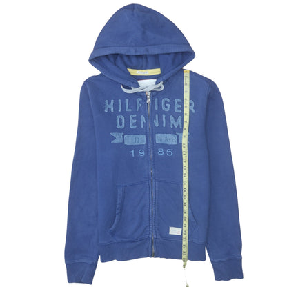 Mens UK Size M Hilfiger Denim Blue Full Zip Hoodie