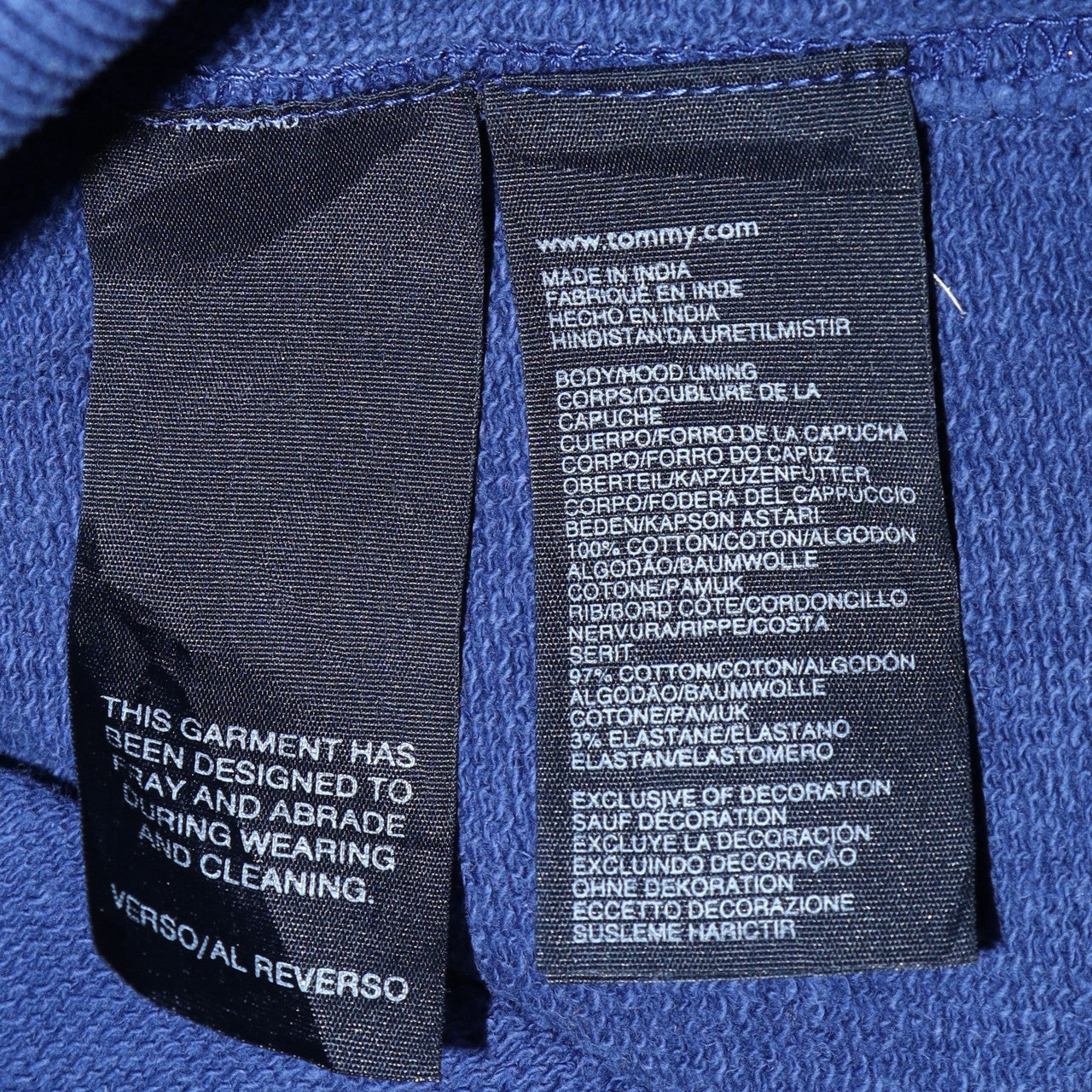 Mens UK Size M Hilfiger Denim Blue Full Zip Hoodie