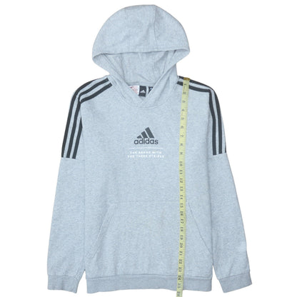 Adidas Boys Grey Pullover Hoodie 15-16 Years Classic Fit Sportswear