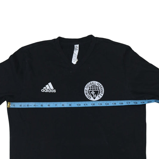 Adidas Men’s Black V-Neck Sports T-Shirt Size M Football Logo