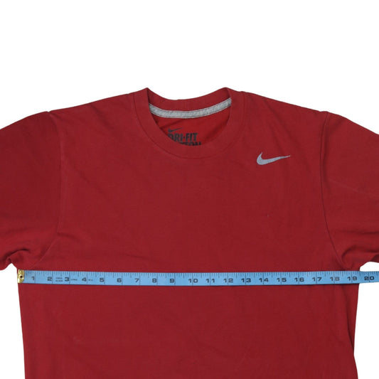 Nike Men's Red Dri-Fit Cotton Crew Neck Sports T-Shirt Size S