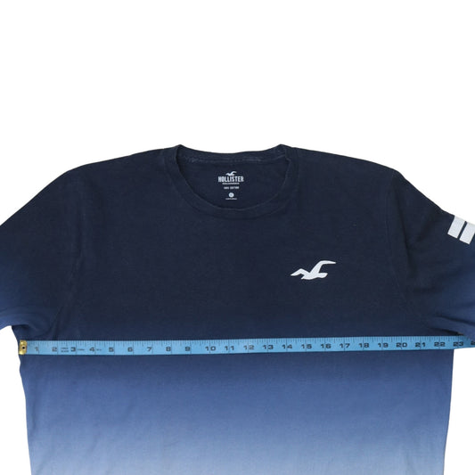 Hollister Men’s Blue Gradient Long Sleeve Cotton T-Shirt XL