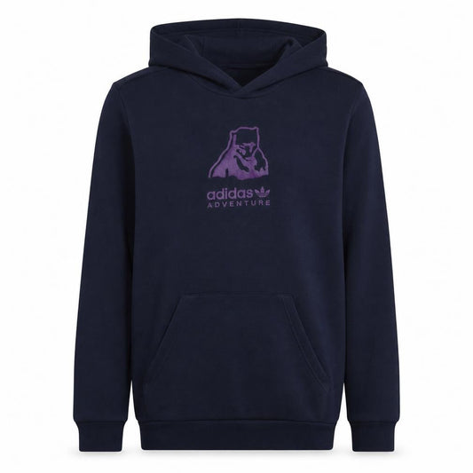 Front view of Adidas boys’ navy adventure pullover hooded sweatshirt xl 15-16 years