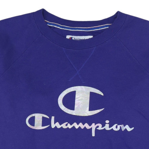 Womens UK Size M Champion Blue Pullover Sweatshirt
