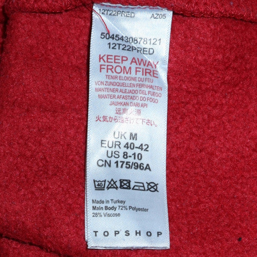 Womens UK Size M Topshop Red Pullover Sweatshirt