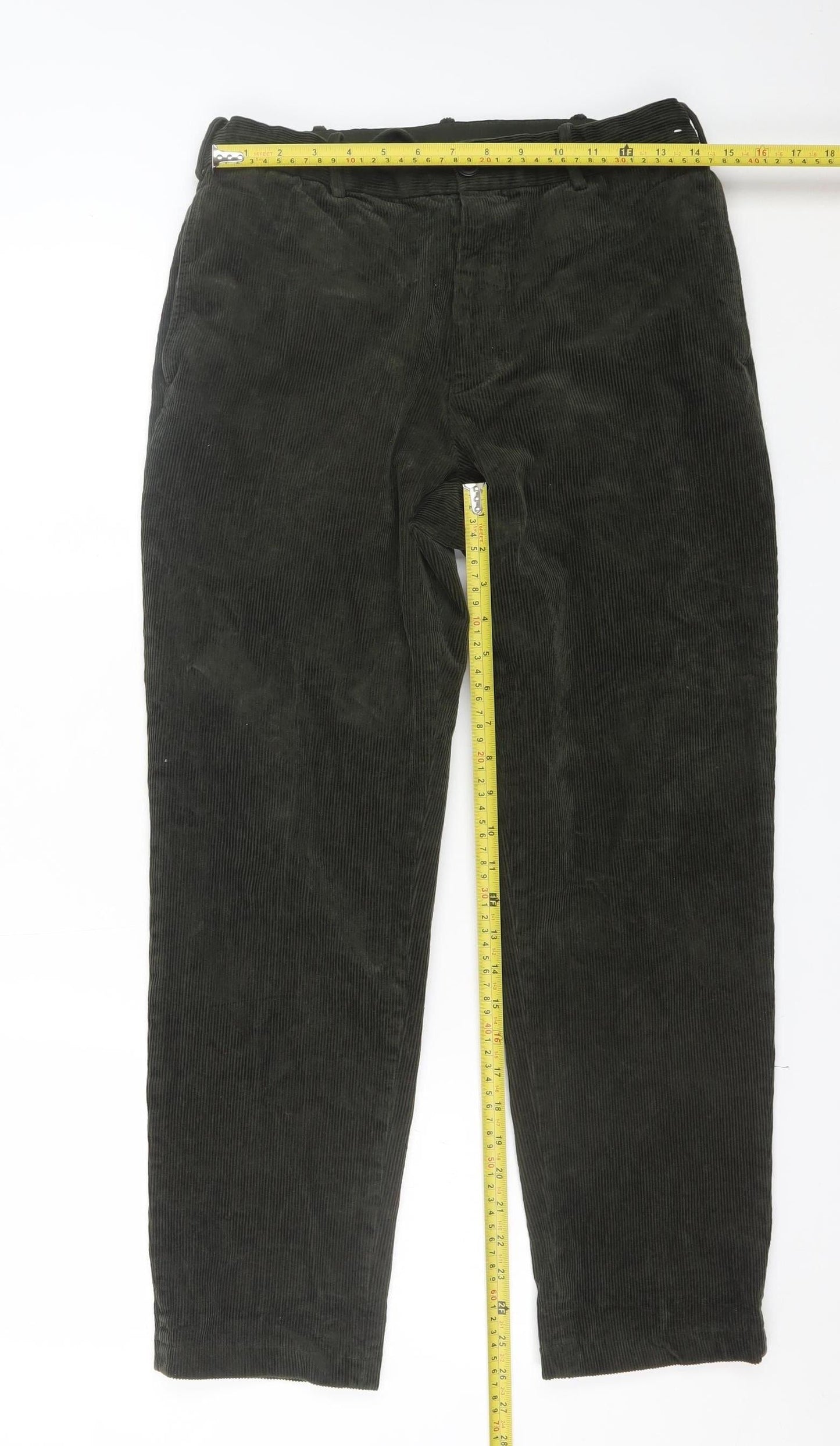 Uniqlo Men's Green Corduroy Chino Trousers Size S Regular Fit