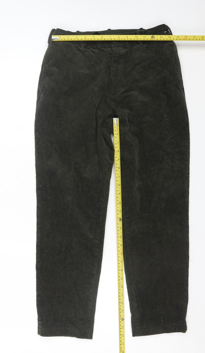 Uniqlo Men's Green Corduroy Chino Trousers Size S Regular Fit