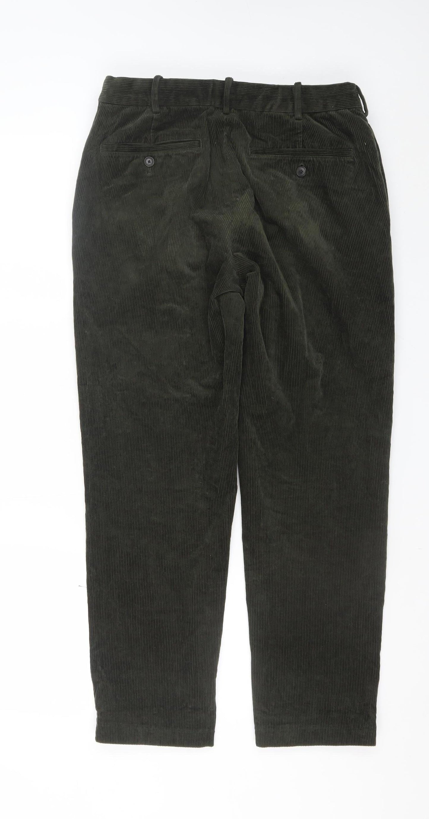 Uniqlo Men's Green Corduroy Chino Trousers Size S Regular Fit