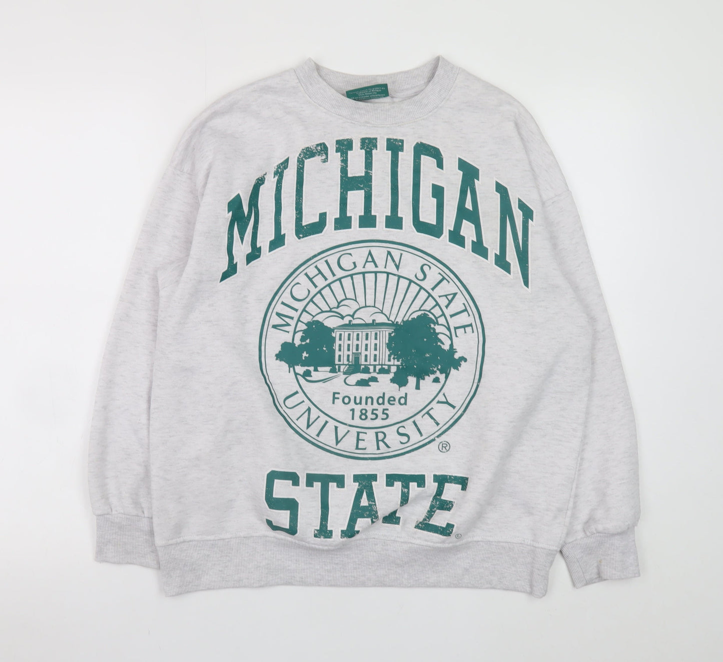 Womens UK Size 2XS Michigan State University Grey Pullover Sweatshirt