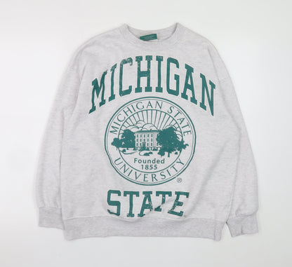 Womens UK Size 2XS Michigan State University Grey Pullover Sweatshirt
