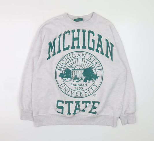 Womens UK Size 2XS Michigan State University Grey Pullover Sweatshirt