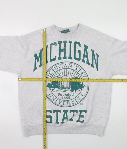 Womens UK Size 2XS Michigan State University Grey Pullover Sweatshirt
