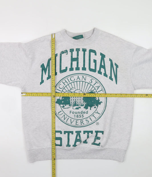 Womens UK Size 2XS Michigan State University Grey Pullover Sweatshirt