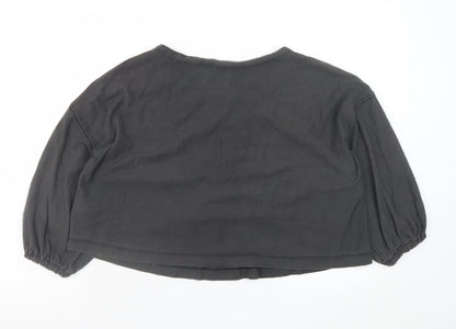 Urban Outfitters Womens Black Cotton Cropped Boho Lace Up Blouse M