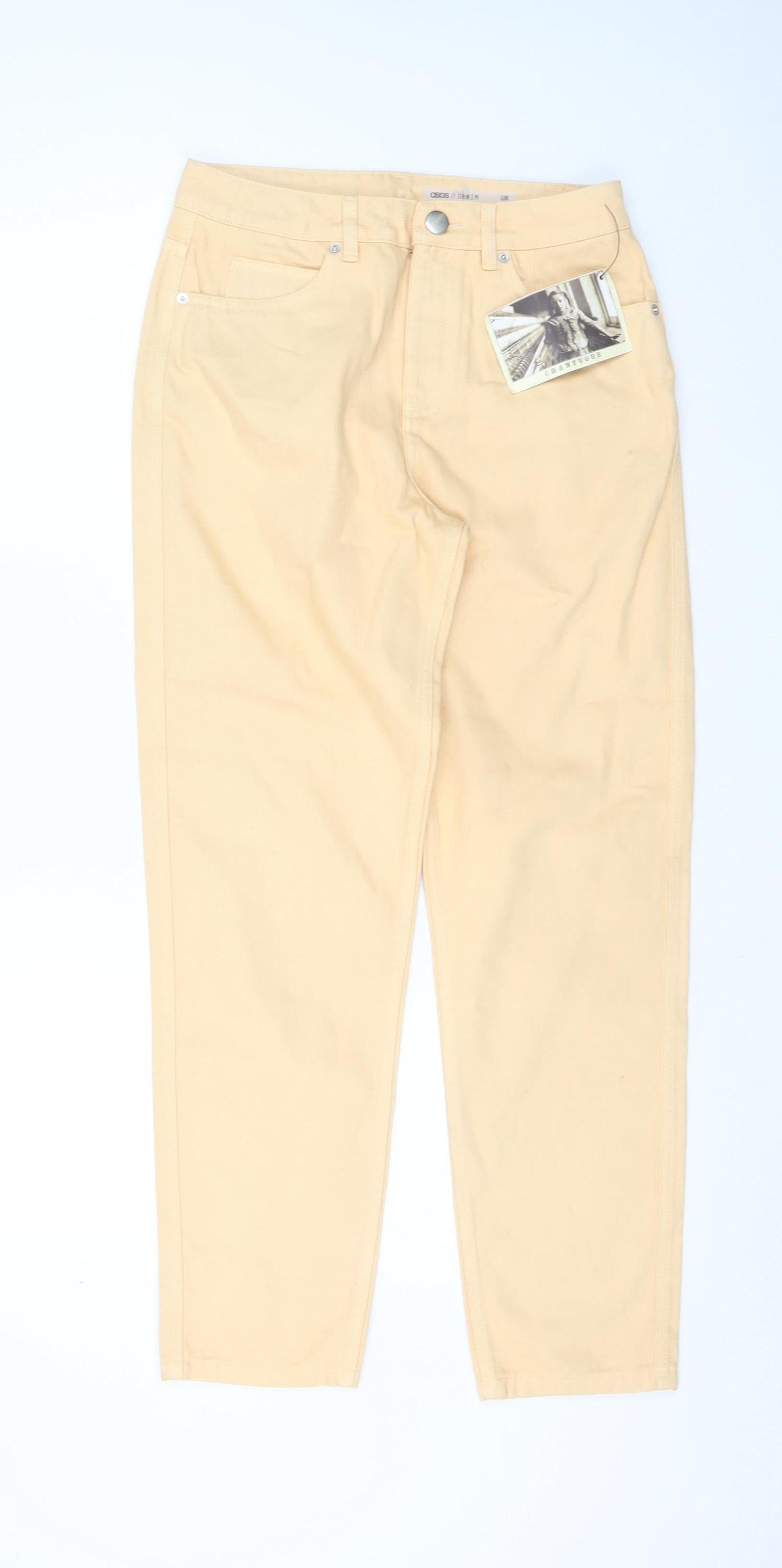 Womens UK Size 10 ASOS Regular Fit Mom Beige Jeans