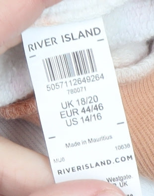 Womens UK Size 18 River Island Beige Pullover Hoodie