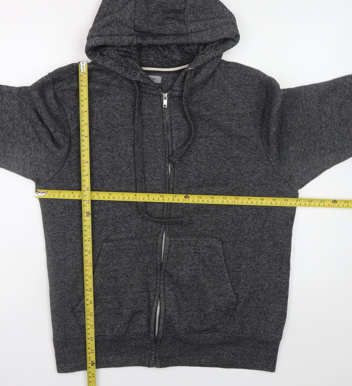 Mens UK Size S George Grey Full Zip Hoodie