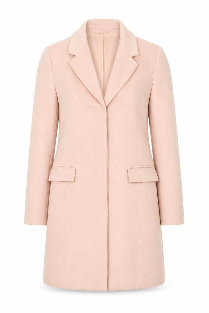 VILA Women Pink Wool Blend Long Overcoat Size S