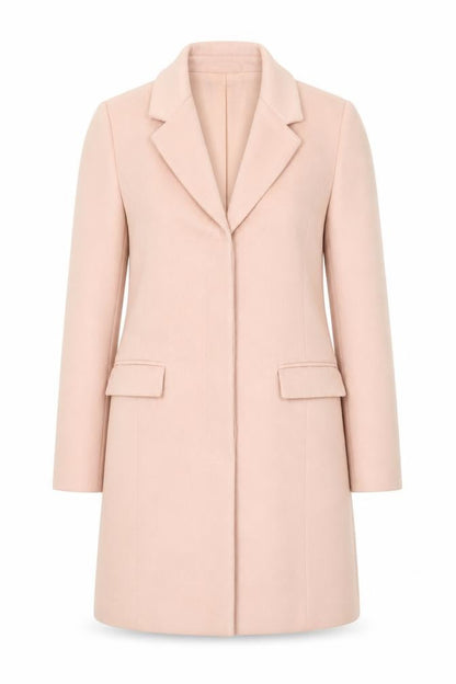 VILA Women Pink Wool Blend Long Overcoat Size S