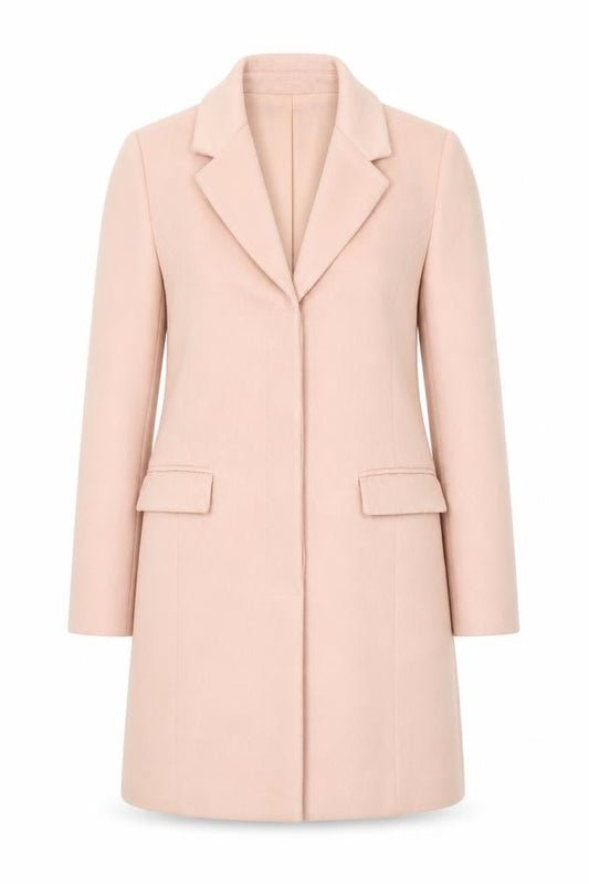VILA Women Pink Wool Blend Long Overcoat Size S