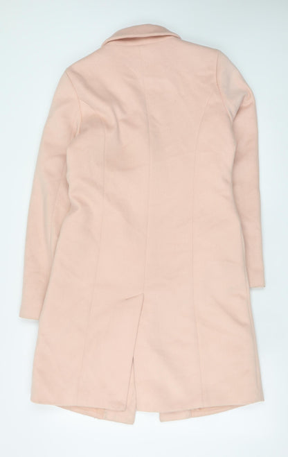 Vila Women Pink Wool Blend Long Overcoat Size S