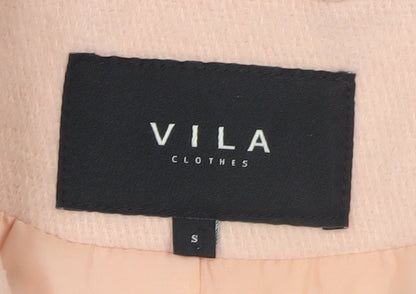 Vila Women Pink Wool Blend Long Overcoat Size S