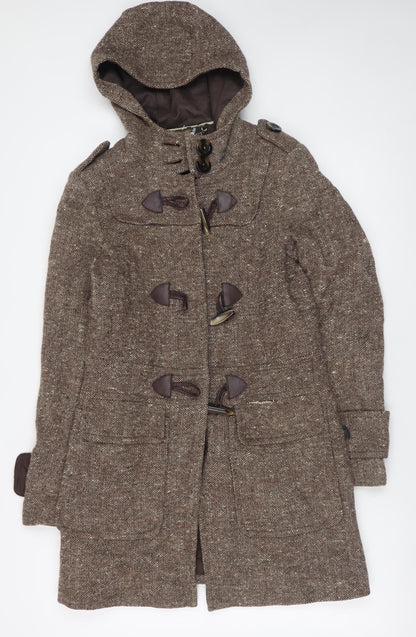 Laura Ashley Women's Brown Wool Blend Duffle Coat Size 8