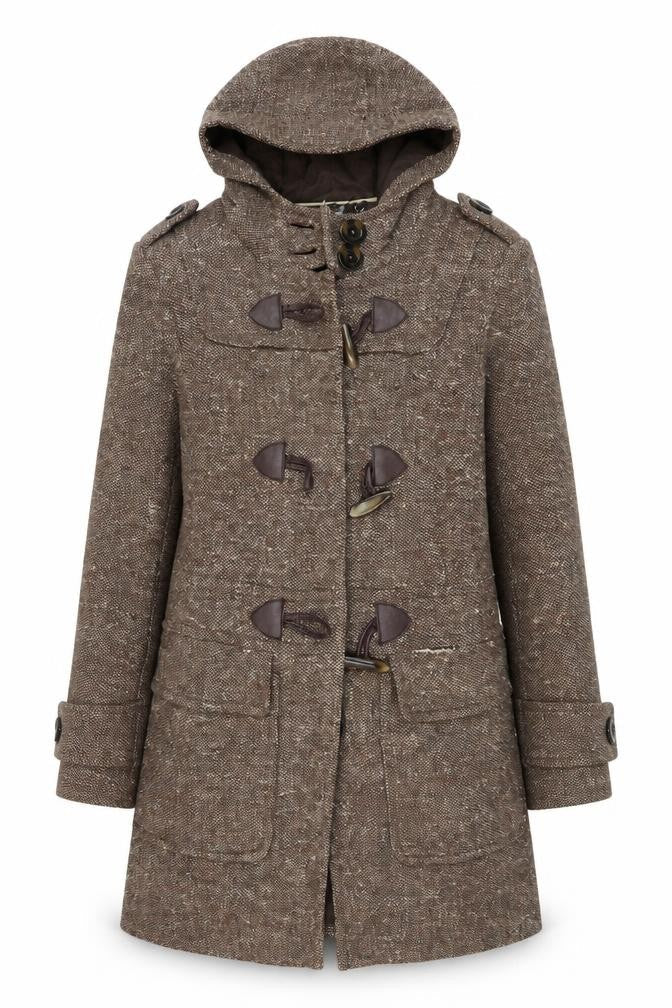 Laura Ashley Women's Brown Wool Blend Duffle Coat Size 8