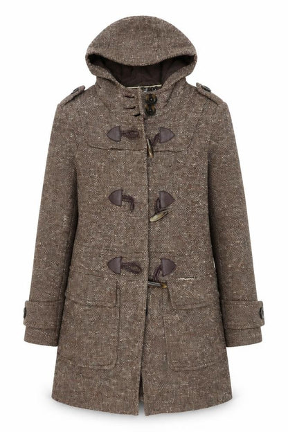 Laura Ashley Women's Brown Wool Blend Duffle Coat Size 8