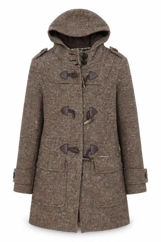 Laura Ashley Women's Brown Wool Blend Duffle Coat Size 8