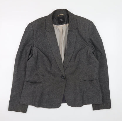 Next Women Grey Blazer Jacket UK 18 Tailored Classic Lined Stretch