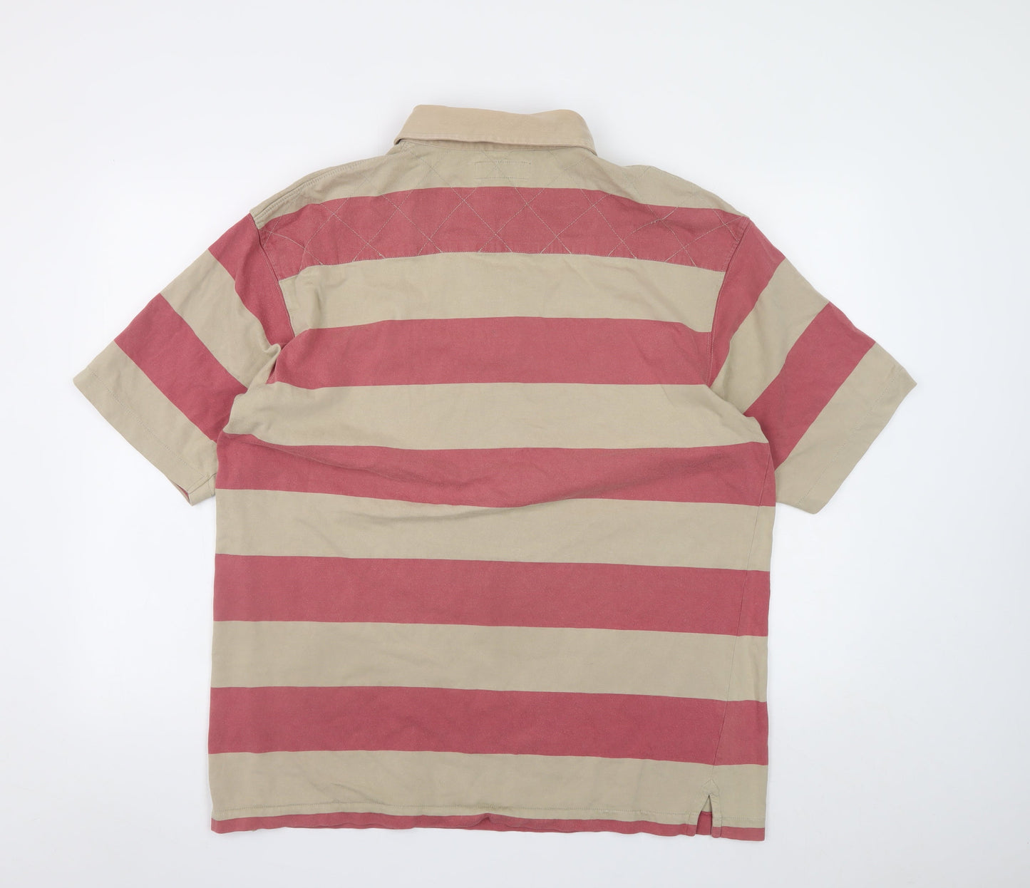 Maine New England Men's Multicoloured Striped Polo Shirt L Cotton