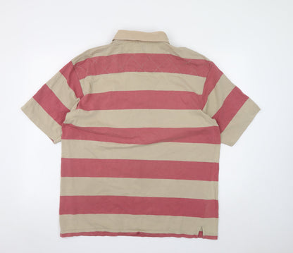 Maine New England Men's Multicoloured Striped Polo Shirt L Cotton