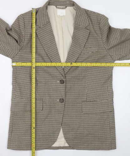 H&M Women Beige Checked Blazer S Classic Work Office Jacket