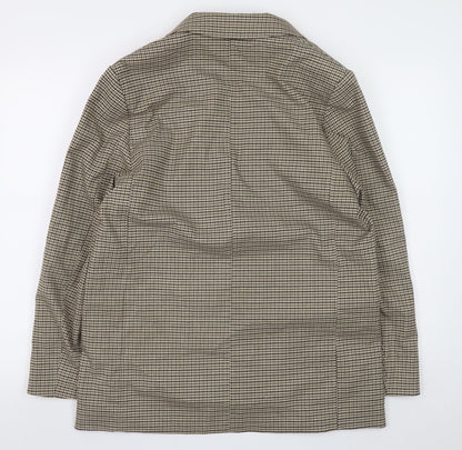 H&M Women Beige Checked Blazer S Classic Work Office Jacket