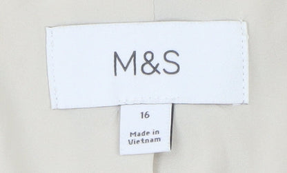 Marks and Spencer Women Beige Linen Blend Cropped Blazer Size 16