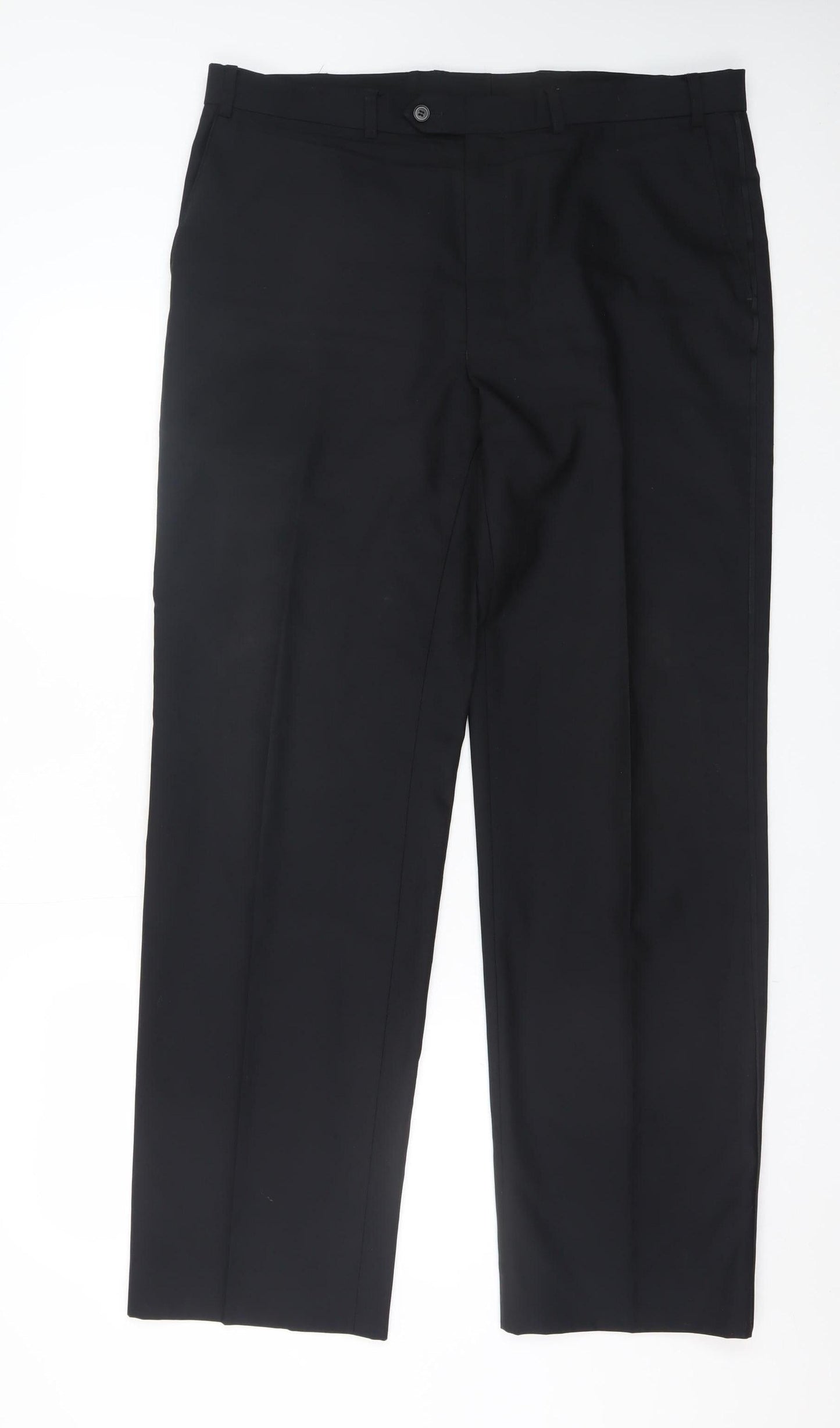 Marks and Spencer Men’s Black Wool Blend Dress Trousers 38W 33L