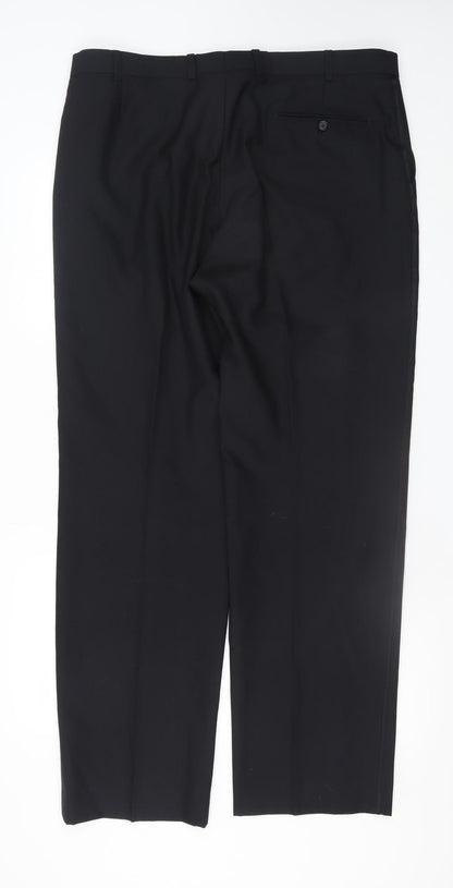 Marks and Spencer Men’s Black Wool Blend Dress Trousers 38W 33L