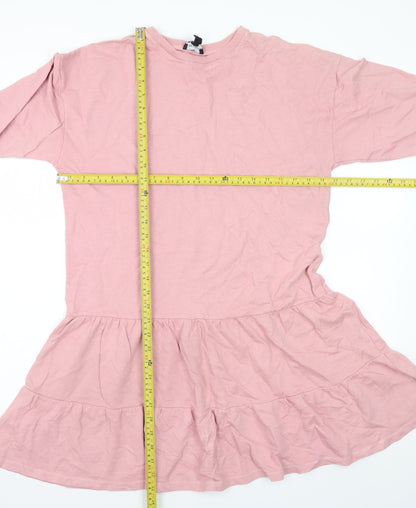 New Look Women Pink Long Sleeve Trapeze Swing Dress Size 12