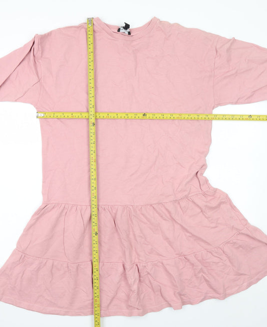 New Look Women Pink Long Sleeve Trapeze Swing Dress Size 12