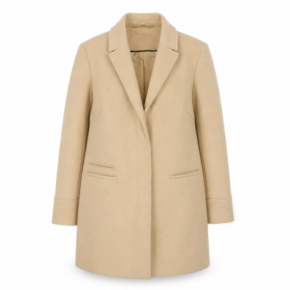 Topshop Petite Beige Mid-Length Single-Breasted Coat UK 10